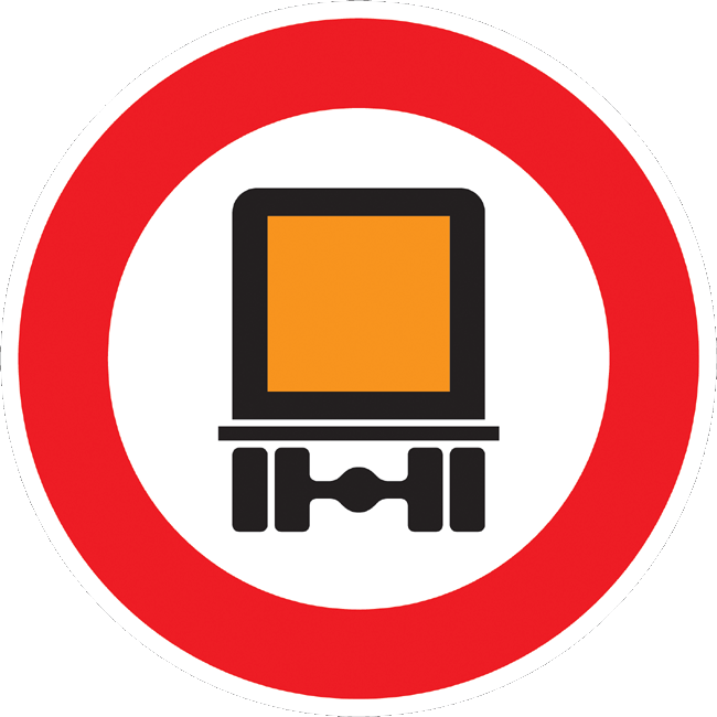 Verkehrszeichen Vorschriftzeichen Verbot für kenn­zeichnungs­pflichtige Kraft­fahr­zeuge mit gefährlichen Gütern